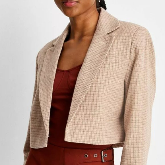 New Women's Long Sleeve Plaid Cropped Style Blazer size L Polyester - Wool blend - Picture 4 of 9